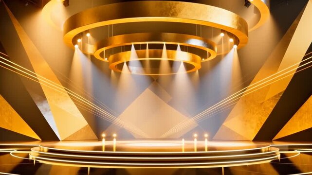 stylized abstract representation inspired by an award show performance, dramatic stage background and cinematic entertainment visual, elegant luxury glamour loop