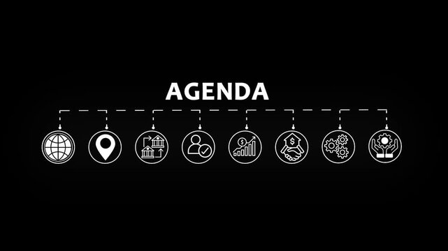 Agenda meeting appointment activity concept. Businessman holding virtual whit Agenda icon.