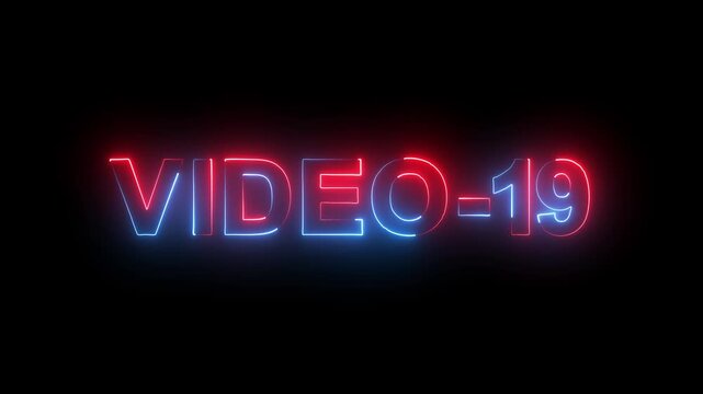 Video-19 neon text font animation. Video-19 neon bright text font colorful 4k video animation