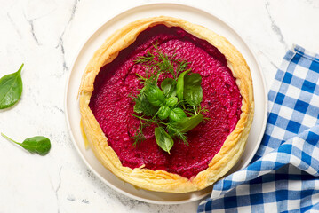 Beet and cheese tart..top veiw