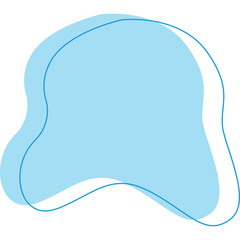 Abstract Organic Blob Shape Light Blue and Cyan Outline Transparent Background Smooth Wavy Fluid Form Dynamic Modern Graphic Design Element