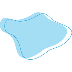 Abstract Organic Blue Shape with Transparent Background and Subtle Outline Overlay for Graphic Design Elements and Modern Art