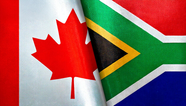 カナダの国旗と南アフリカの国旗(canada flag & South Africa flag.)
