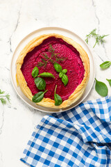 Beet and cheese tart..top veiw