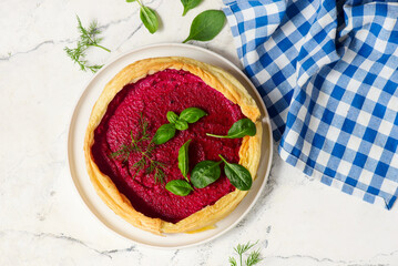 Beet and cheese tart..top veiw