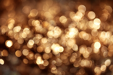 Abstract amber beauty with golden bokeh lights shimmering and sparkling, creating a warm and magical atmosphere perfect for festive celebrations and elegant backgrounds