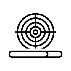 Black and white icon of a target with crosshair and progress bar isolated on