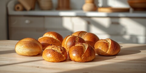 Homemade bread with healthy buns and challahs, suitable for nutritious breakfast options