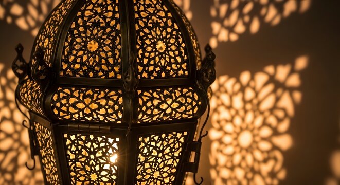 Sunlight filters through a traditional moucharabieh lattice screen, casting beautiful, intricate geometric shadows on a minimalist white wall. Evokes Middle Eastern architecture and calm.

 - Powered by Adobe
