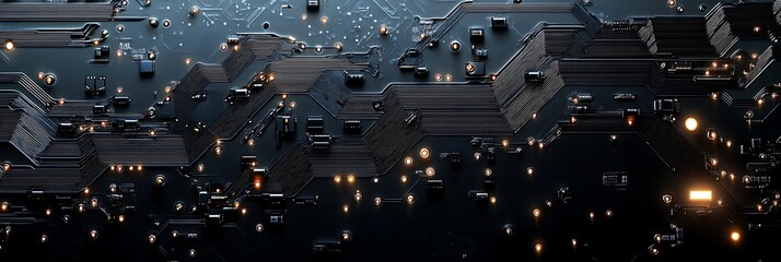 Digital Circuitry: A close-up view of intricate computer circuitry. The image highlights the complexity and technological prowess within digital systems.