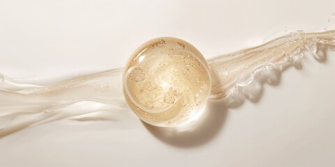 Gel serum texture on a clear cosmetic cream background, suitable for skincare layout design