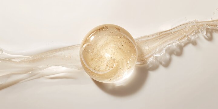 Gel serum texture on a clear cosmetic cream background, suitable for skincare layout design