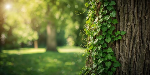 Green ivy vine climbing tree trunk background, pattern, texture, summer, frame, nature, tree, spring, winter, leaf, suitable as a natural textured backdrop for text or layout