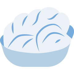 A Light Blue Bowl Filled With White Swirled Dough Or Creamy Dessert With Blue Stripes on a Transparent Background