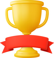 D Trophy cup with ribbon,