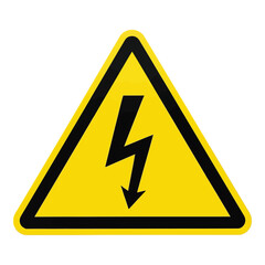 Yellow warning triangle with black lightning bolt symbol for high voltage danger