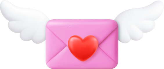 3d flying mail with wings icon.
