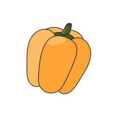 Yellow bell pepper icon. Fresh vegetable for healthy eating. Organic farm food, natural grocery product. Agriculture crop, delicious veggie. Flat isolated vector illustration on white background