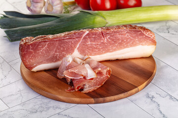 Dry parma pork meat piece