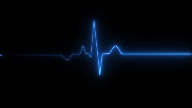 Neon heartbeat line on isolated black background.Heartbeat lines animation background. Health- medicine and human heart concepts. Motion graphics of health concept.