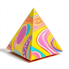 Isolated mockup of triangular wedge snack box in neon combo with shadow