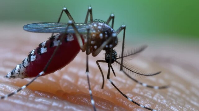 Macro animation of a mosquito's proboscis penetrating skin