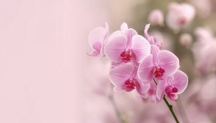 Fototapeta premium Pale pink cymbidium orchid flowers used as a decorative floral arrangement, suitable for floral design projects