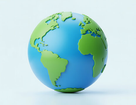 Stylized world globe earth land and blue oceans