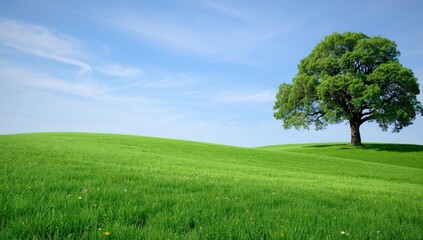 Green grass landscape as a wallpaper background emphasizing natural scenery, suitable for visual design projects