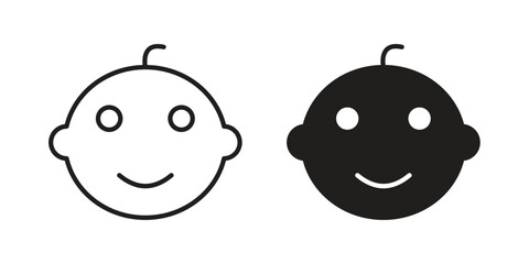 Child face icons vector collection for web designs. flat icons