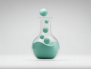 Chemical reaction in lab flask with fluid inside