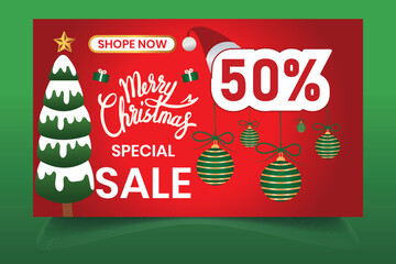 Christmas sale banner, poster, template social media posts design. Christmas greeting card, Christmas background for banner sale, presentation, flyer, poster, invitation or New Year sale template.
