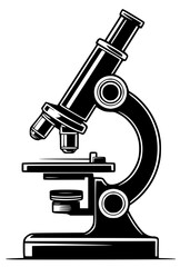 Microscope icon rendered in a bold black graphic style