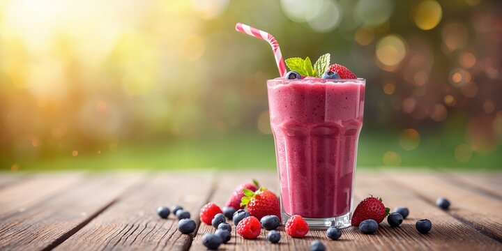Berry smoothie in a glass emphasizing fresh fruit ingredients, beneficial for a nutritious diet, World Health Day
