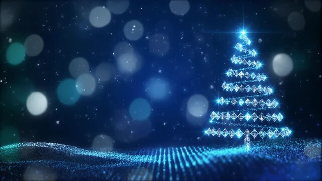 Sparkling Christmas tree animation with bokeh effect for festive marketing campaigns brings holiday cheer and modern elegance to your projects