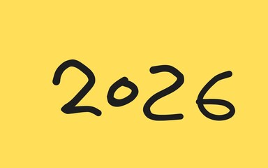 Black hand-drawn 2026 lettering on yellow background – bold contrast style
