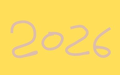 Light grey hand-drawn 2026 sketch on yellow background – minimalist look