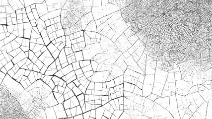 Black and white cracked surface texture with irregular polygonal shapes and fine granular details abstract
