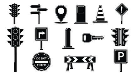 Essential road signs collection perfect for safety and direction guides