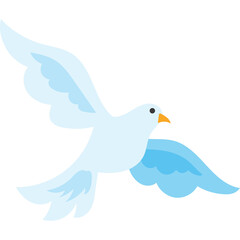 A Stylized White Dove with Blue Accents in Flight on a Transparent Background Symbolizing Peace and Freedom