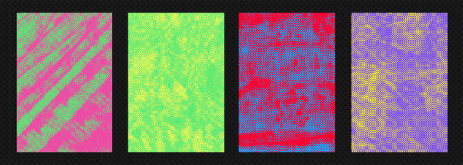 Grunge punk overlay with halftone paper texture distressed paint strokes for edgy poster with design urban paper street art graphics abstract retro pop art vector illustration set © Konstantin