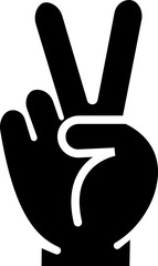 Peace hand gesture flat icon. Victory sign vector. Bold silhouette style for communication, freedom and positive expression themes, ideal for gesture symbol isolated on transparent background.