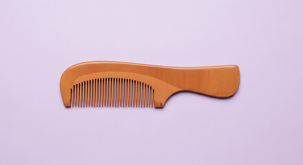 Eco-friendly wooden hair comb for daily haircare and styling on a minimal pastel background.