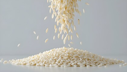 Falling rice isolated on transparent background
