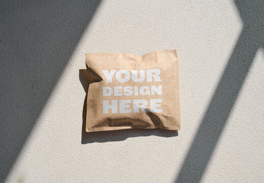 Mockup Of Customizable Horizontal Paper Mailer Bag