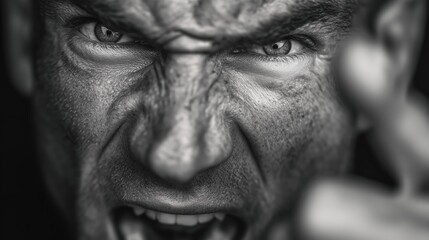 Angry man shouting with intense expression screaming