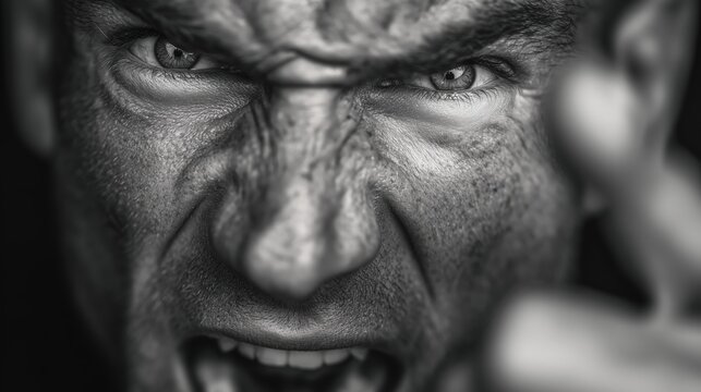 Angry man shouting with intense expression screaming