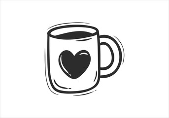 Hand Drawn Coffee Mug Vector Icon. 