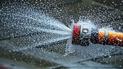 oligarchy. An out-of-control fire hose writhing wildly, spraying water in all directions. mobility guides, transit brochures, designed for transport & logistics marketing, used by interior designers.