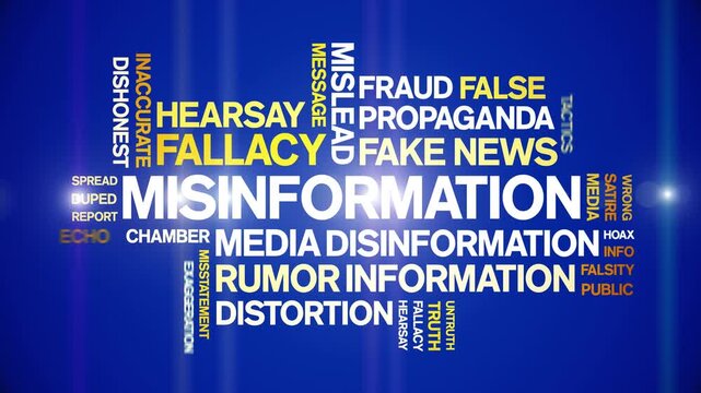 Misinformation animated word cloud-text design animation tag kinetic typography seamless loop.